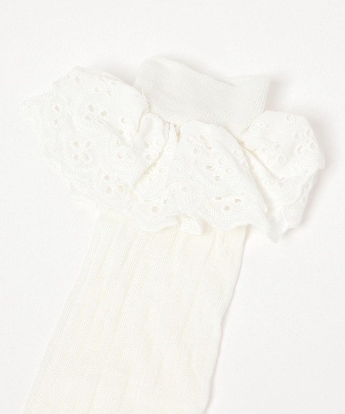 Heather（ヘザー）の「レースフリルSOX　578747（ソックス/靴下・レディース・アイボリー/ブラック・ONE SIZE）」の3枚目の写真