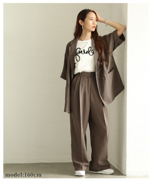 Sawa a la mode(サワアラモード)の「タック入りワイドパンツ(スラックス・レディース・ブラック/ブラウン・FREE)」の20枚目の写真