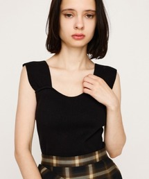 SLY（スライ）の「SQUARE NECK KNIT TANK スクエアネック ニット タンク サマーニット 夏服 ノースリーブトップス（タンクトップ）」