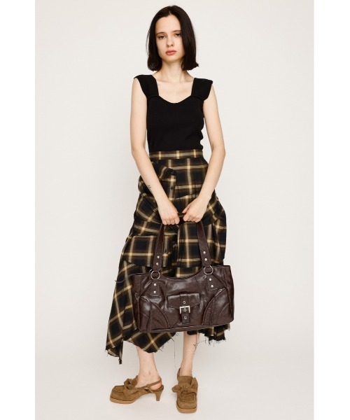 SLY(スライ)の「SQUARE NECK KNIT TANK スクエアネック ニット タンク サマーニット 夏服 ノースリーブトップス(タンクトップ・レディース・オフホワイト/杢グレー/ブラック/バーガンディー・FREE)」の9枚目の写真