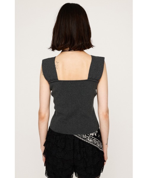 SLY(スライ)の「SQUARE NECK KNIT TANK スクエアネック ニット タンク サマーニット 夏服 ノースリーブトップス(タンクトップ・レディース・オフホワイト/杢グレー/ブラック/バーガンディー・FREE)」の15枚目の写真