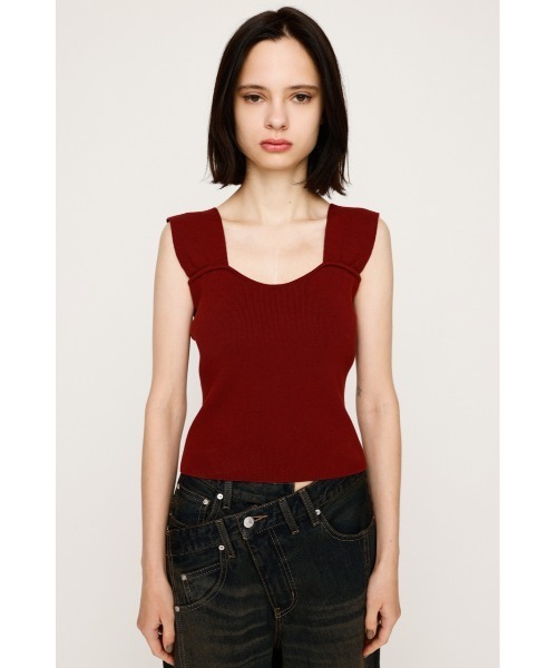 SLY(スライ)の「SQUARE NECK KNIT TANK スクエアネック ニット タンク サマーニット 夏服 ノースリーブトップス(タンクトップ・レディース・オフホワイト/杢グレー/ブラック/バーガンディー・FREE)」の20枚目の写真