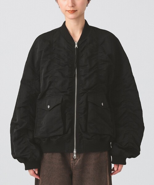 Ray BEAMS（レイビームス）の「シャーリング MA-1 ブルゾン（MA-1・レディース・ブラック/オリーブ/ベージュ・ONE SIZE）」の21枚目の写真