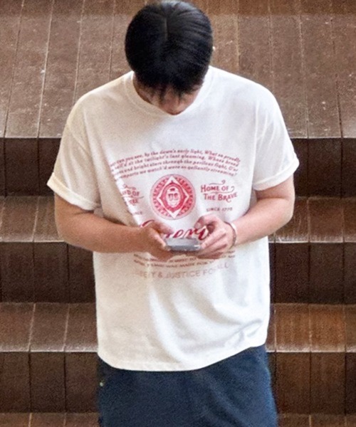 NOWLE(ノウル)の「【NOWLE】アメリカンフラッグ モチーフ 半袖 Tシャツ(Tシャツ/カットソー・メンズ・ワインレッド/ホワイト・X-LARGE/LARGE/MEDIUM)」の6枚目の写真