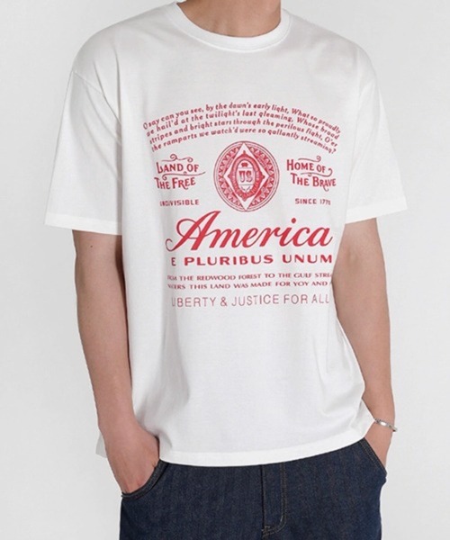 NOWLE(ノウル)の「【NOWLE】アメリカンフラッグ モチーフ 半袖 Tシャツ(Tシャツ/カットソー・メンズ・ワインレッド/ホワイト・X-LARGE/LARGE/MEDIUM)」の7枚目の写真