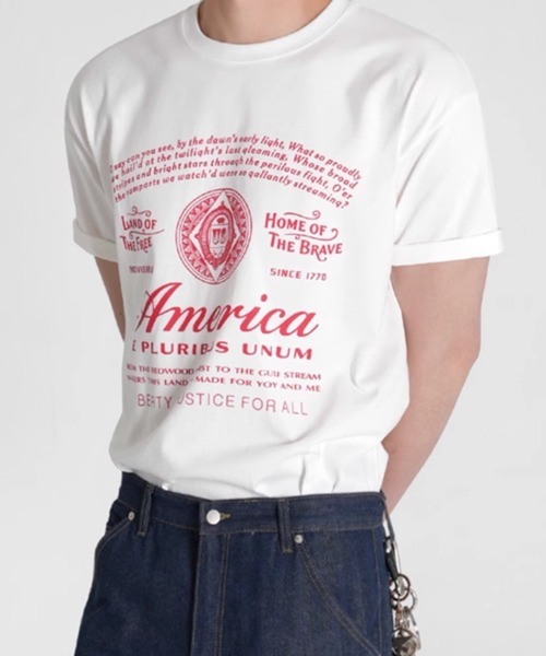 NOWLE(ノウル)の「【NOWLE】アメリカンフラッグ モチーフ 半袖 Tシャツ(Tシャツ/カットソー・メンズ・ワインレッド/ホワイト・X-LARGE/LARGE/MEDIUM)」の9枚目の写真
