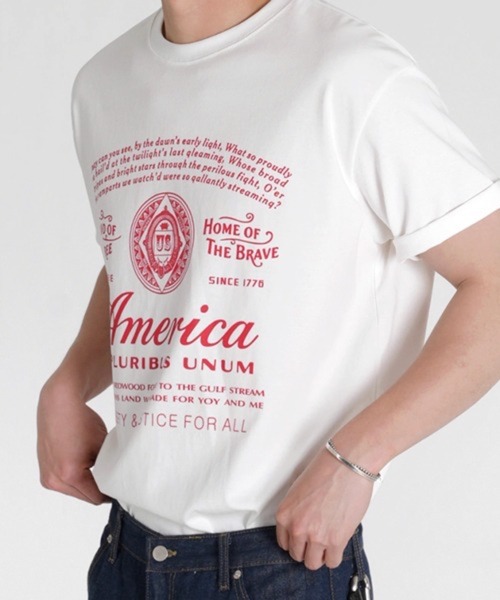 NOWLE(ノウル)の「【NOWLE】アメリカンフラッグ モチーフ 半袖 Tシャツ(Tシャツ/カットソー・メンズ・ワインレッド/ホワイト・X-LARGE/LARGE/MEDIUM)」の10枚目の写真