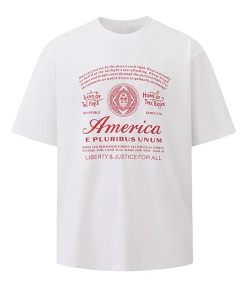NOWLE(ノウル)の「【NOWLE】アメリカンフラッグ モチーフ 半袖 Tシャツ(Tシャツ/カットソー・メンズ・ワインレッド/ホワイト・X-LARGE/LARGE/MEDIUM)」の14枚目の写真
