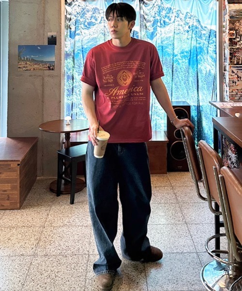 NOWLE(ノウル)の「【NOWLE】アメリカンフラッグ モチーフ 半袖 Tシャツ(Tシャツ/カットソー・メンズ・ワインレッド/ホワイト・X-LARGE/LARGE/MEDIUM)」の19枚目の写真