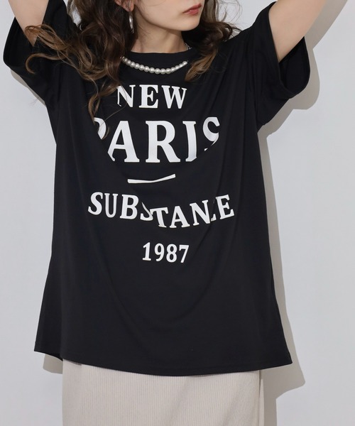Anna Nicola(アンナニコラ)の「Anna Nicola パール付き半袖ロゴTシャツ(Tシャツ/カットソー・レディース・グレー/ブラック/オフホワイト・38)」の10枚目の写真