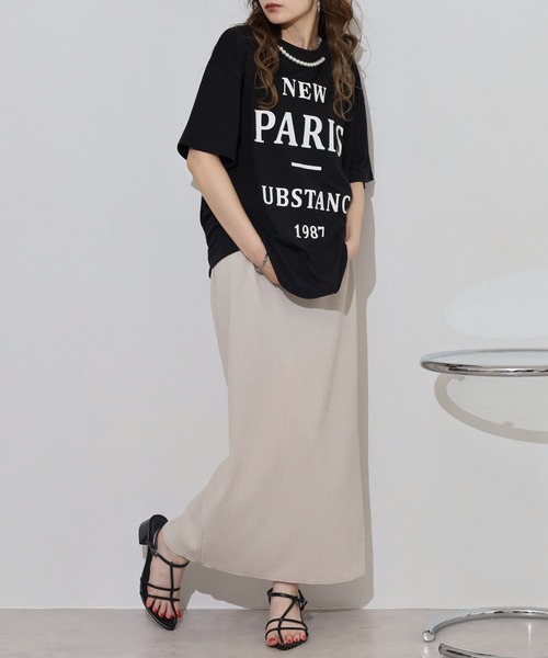 Anna Nicola(アンナニコラ)の「Anna Nicola パール付き半袖ロゴTシャツ(Tシャツ/カットソー・レディース・グレー/ブラック/オフホワイト・38)」の11枚目の写真