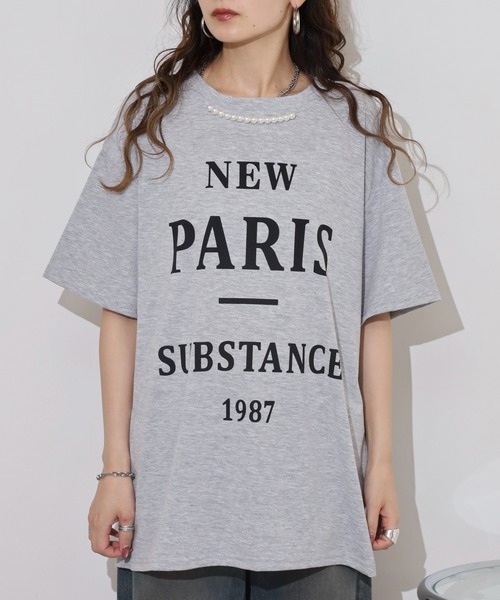 Anna Nicola(アンナニコラ)の「Anna Nicola パール付き半袖ロゴTシャツ(Tシャツ/カットソー・レディース・グレー/ブラック/オフホワイト・38)」の16枚目の写真