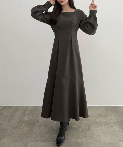 セール】バックレースアップスクエアネックワンピース（ワンピース