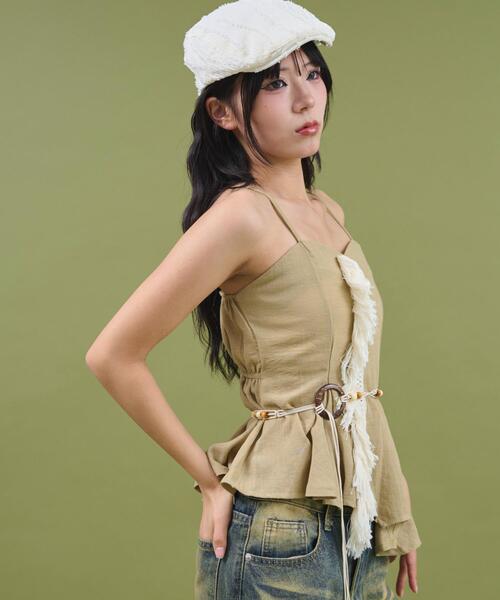 dispark（ディスパーク）の「DISPARK/エスニックイレヘムキャミ（キャミソール・レディース・アイボリー/カーキ・FREE）」の15枚目の写真