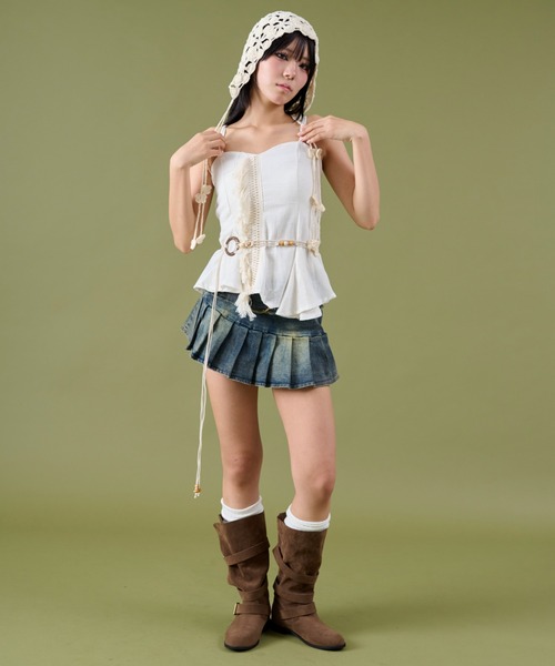 dispark（ディスパーク）の「DISPARK/エスニックイレヘムキャミ（キャミソール・レディース・アイボリー/カーキ・FREE）」の3枚目の写真