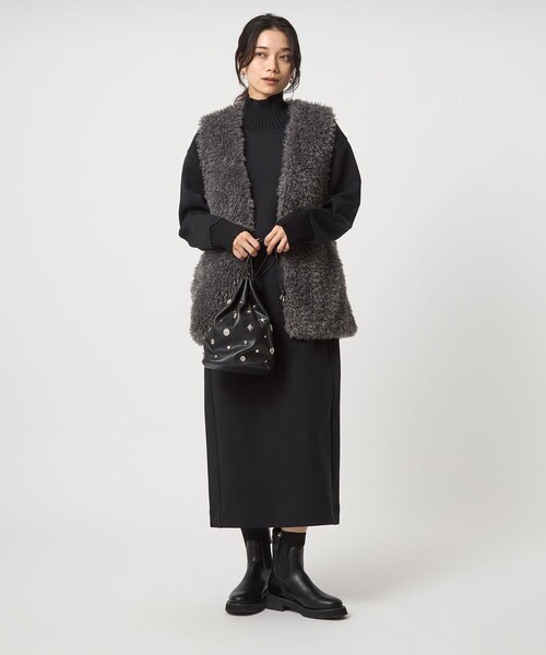 セール】ダンボール ハイネック ワンピース（ワンピース）｜green