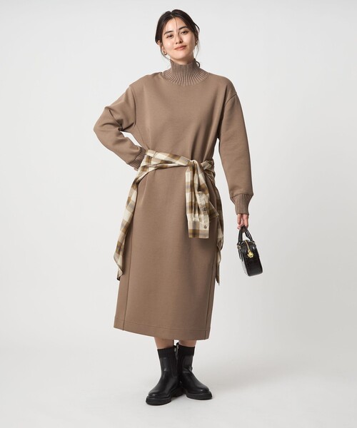 セール】ダンボール ハイネック ワンピース（ワンピース）｜green