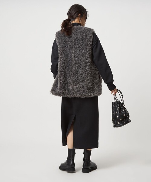 green label relaxing（グリーンレーベルリラクシング）の「ダンボール ハイネック ワンピース（ワンピース・レディース・ブラック/モカ/ダークグレー・FREE）」の12枚目の写真