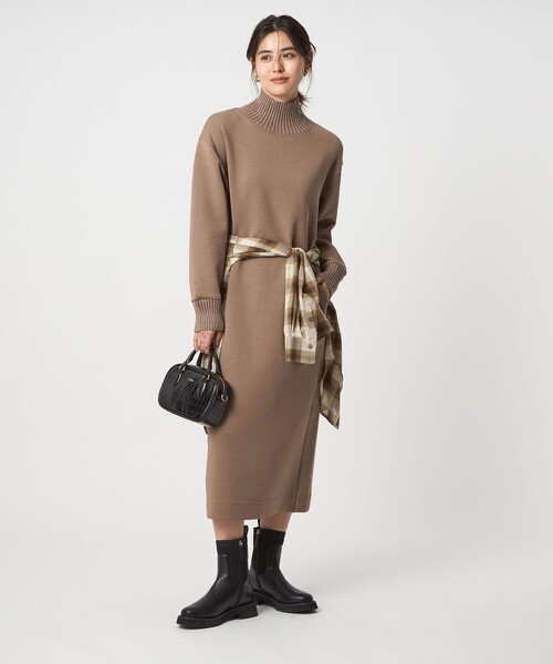 セール】ダンボール ハイネック ワンピース（ワンピース）｜green