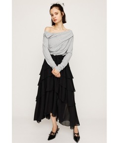 ZOZO限定・多サイズ】アシンメトリーティアードスカート≪Made