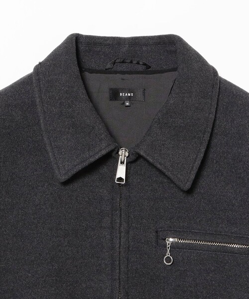 BEAMS（ビームス）の「リラックスフィット フリースメルトン シングル ライダースジャケット（ブルゾン・メンズ・ブラック/チャコールグレー・S/M/L/XL）」の4枚目の写真