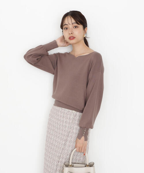 PROPORTION BODY DRESSING（プロポーションボディドレッシング）の「＜ハンドウォッシャブル＞ハートカット総針ニット / 1215270900（ニット/セーター・レディース・ブルー/オフホワイト/ブラック/ブラウン・SMALL/MEDIUM）」の9枚目の写真