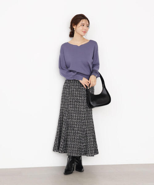 PROPORTION BODY DRESSING（プロポーションボディドレッシング）の「＜ハンドウォッシャブル＞ハートカット総針ニット / 1215270900（ニット/セーター・レディース・ブルー/オフホワイト/ブラック/ブラウン・SMALL/MEDIUM）」の5枚目の写真