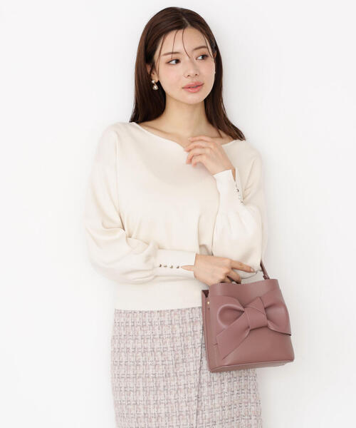 PROPORTION BODY DRESSING（プロポーションボディドレッシング）の「＜ハンドウォッシャブル＞ハートカット総針ニット / 1215270900（ニット/セーター・レディース・ブルー/オフホワイト/ブラック/ブラウン・SMALL/MEDIUM）」の2枚目の写真