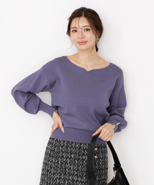 PROPORTION BODY DRESSING（プロポーションボディドレッシング）の「＜ハンドウォッシャブル＞ハートカット総針ニット / 1215270900（ニット/セーター・レディース・ブルー/オフホワイト/ブラック/ブラウン・SMALL/MEDIUM）」の4枚目の写真