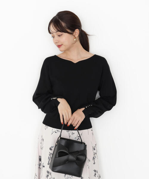 PROPORTION BODY DRESSING（プロポーションボディドレッシング）の「＜ハンドウォッシャブル＞ハートカット総針ニット / 1215270900（ニット/セーター・レディース・ブルー/オフホワイト/ブラック/ブラウン・SMALL/MEDIUM）」の3枚目の写真