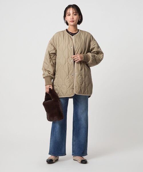 green label relaxing（グリーンレーベルリラクシング）の「［size SHORTあり］リバーシブル キルティング ブルゾン ウォッシャブル 撥水（ブルゾン・レディース・オリーブ/ブラック/ベージュ・SHORT/FREE）」の4枚目の写真