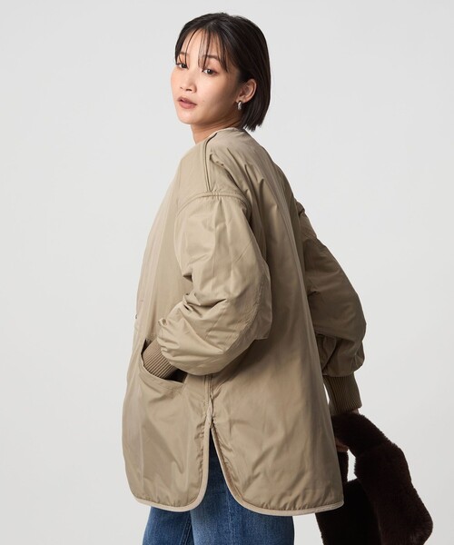 green label relaxing（グリーンレーベルリラクシング）の「［size SHORTあり］リバーシブル キルティング ブルゾン ウォッシャブル 撥水（ブルゾン・レディース・オリーブ/ブラック/ベージュ・SHORT/FREE）」の6枚目の写真