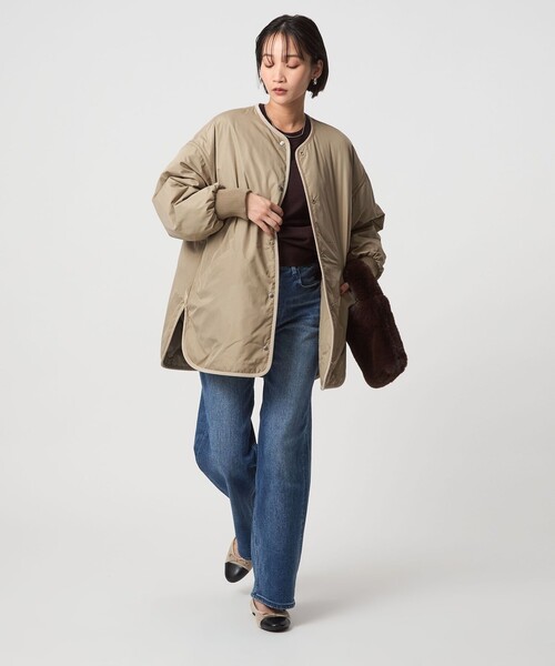 green label relaxing（グリーンレーベルリラクシング）の「［size SHORTあり］リバーシブル キルティング ブルゾン ウォッシャブル 撥水（ブルゾン・レディース・オリーブ/ブラック/ベージュ・SHORT/FREE）」の8枚目の写真