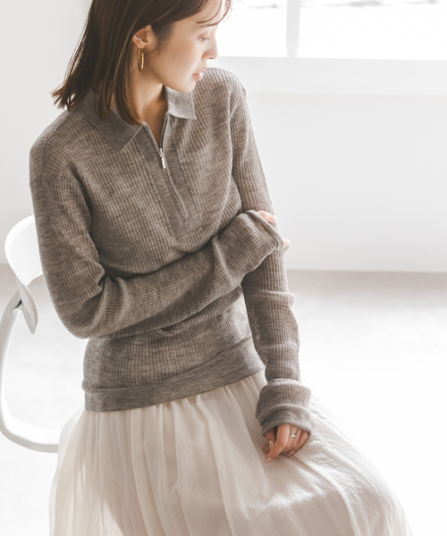 フロントジップシアーアルパカニット NOBLE｜フロントジップシアーアルパカニット | Rakuten Fashion(楽天
