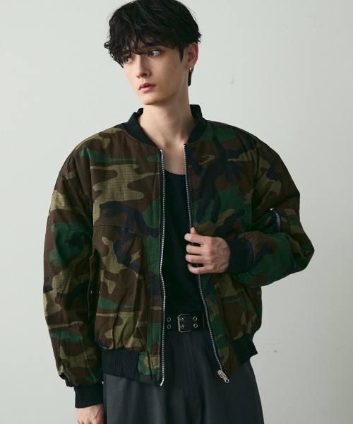 Reversible MA-1 Blouson Camo & Black 2-Way Bomber Jacket
