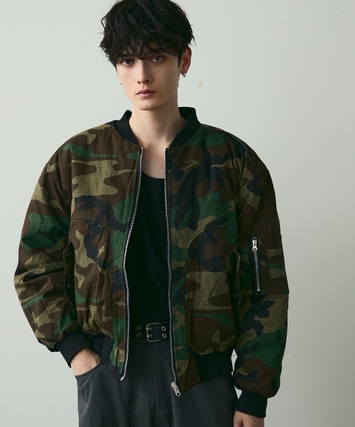 【ADRER】camouflage reversible MA-1 ブラック系1 vintage make PU / camouflage reversible MA-1 / ヴィンテージ