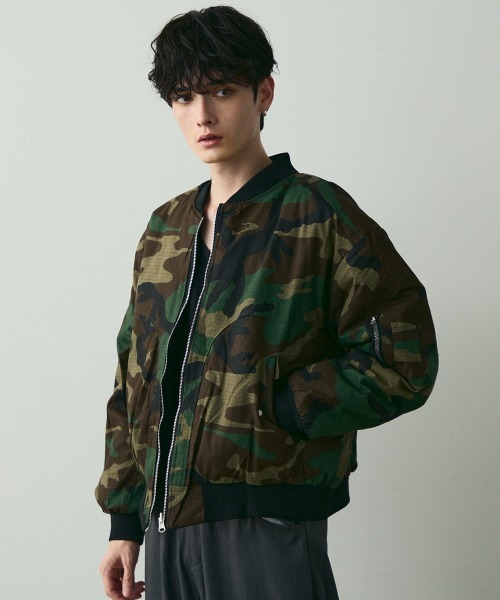 Reversible MA-1 Blouson Camo & Black 2-Way Bomber Jacket
