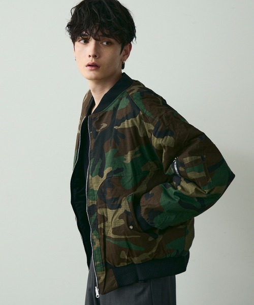 セール】Reversible MA-1 Blouson Camo & Black 2-Way Bomber