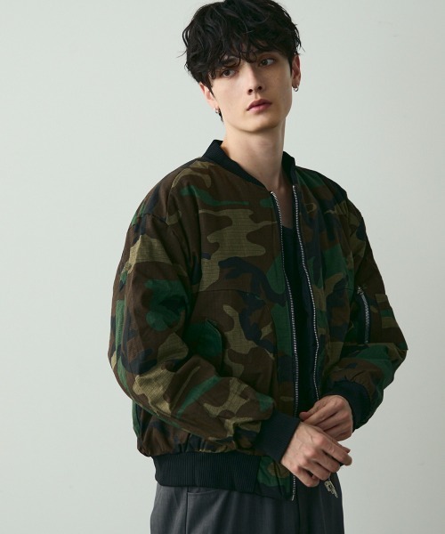 セール】Reversible MA-1 Blouson Camo & Black 2-Way Bomber Jacket