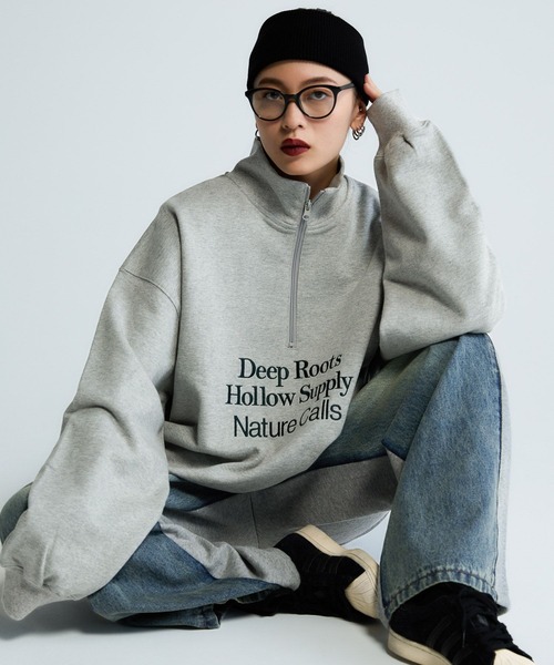 Les Fleurs】ロゴハーフZIPスウェット/599001（スウェット）｜JEANASIS