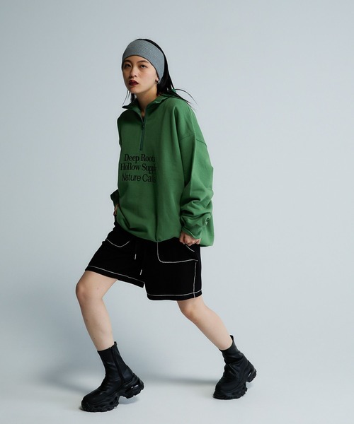 Les Fleurs】ロゴハーフZIPスウェット/599001（スウェット