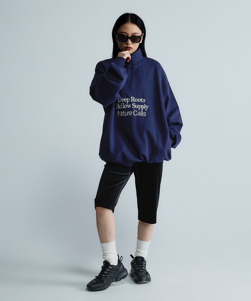 JEANASIS(ジーナシス)の「【Les Fleurs】ロゴハーフZIPスウェット/599001(スウェット・レディース・ブラック/グリーン/グレー/ネイビー・FREE)」の8枚目の写真