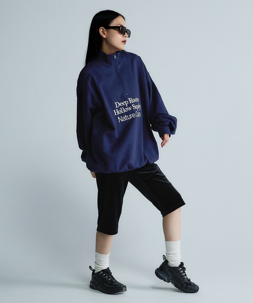 JEANASIS(ジーナシス)の「【Les Fleurs】ロゴハーフZIPスウェット/599001(スウェット・レディース・ブラック/グリーン/グレー/ネイビー・FREE)」の7枚目の写真