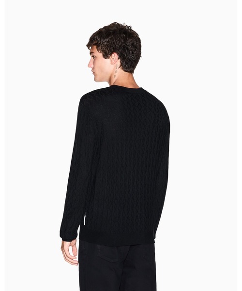 ARMANI EXCHANGE(アルマーニエクスチェンジ)の「【A|X アルマーニ エクスチェンジ】オールオーバージャカードロゴ ニットプルオーバー(ニット/セーター・メンズ・ブラック・X-SMALL/X-LARGE/LARGE/MEDIUM/SMALL)」の6枚目の写真