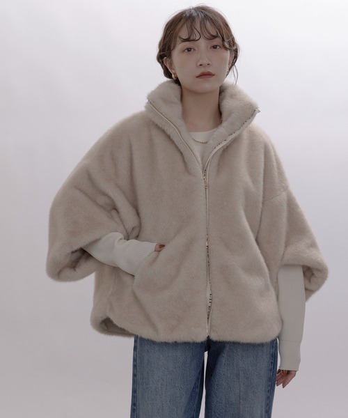 Eimee Law（エイミーロウ）の「ミンクファー スタンドネックショートコート（その他アウター・レディース・モカ/アイボリー/ブラウン・FREE）」の9枚目の写真