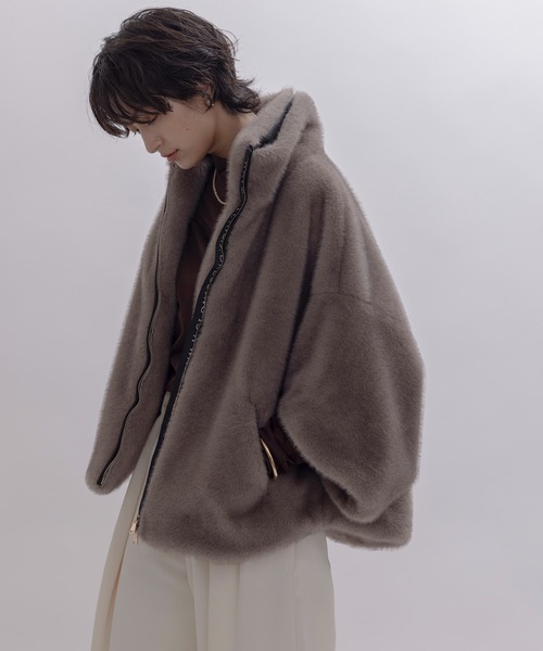 Eimee Law（エイミーロウ）の「ミンクファー スタンドネックショートコート（その他アウター・レディース・モカ/アイボリー/ブラウン・FREE）」の21枚目の写真