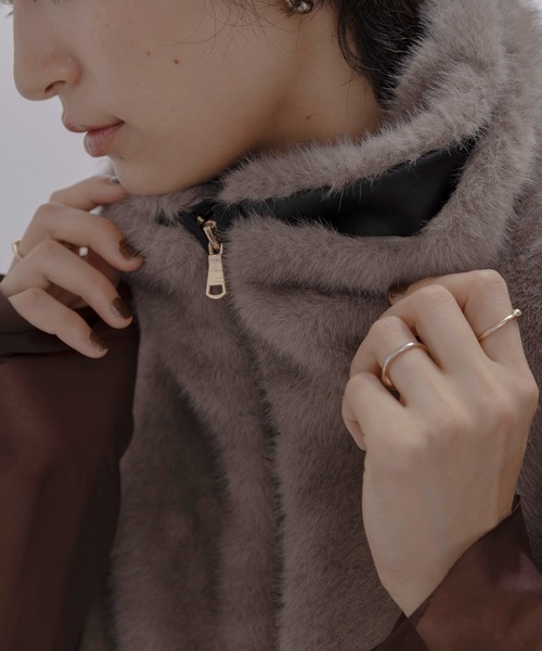 ミンクファー スタンドネックショートコート（その他アウター）｜Eimee