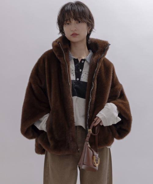 ミンクファー スタンドネックショートコート（その他アウター）｜Eimee