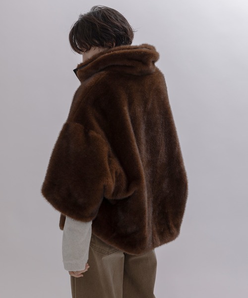毛皮 ミンク ファーコート ショート アウター 9 M 茶色 ブラウン /XZ