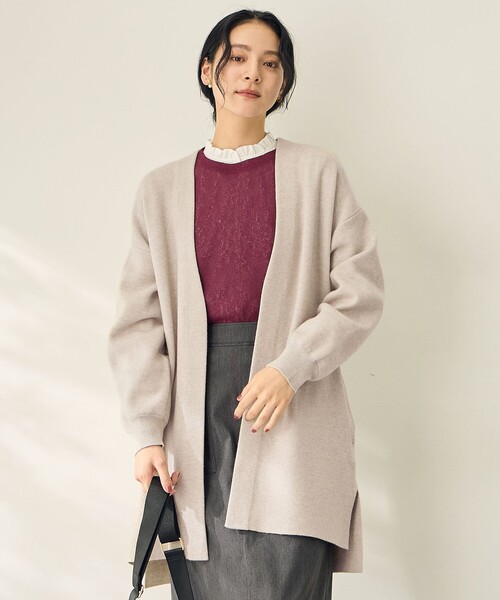 ANY(エニィ)の「トッパーニットカーデガン(カーディガン/ボレロ・レディース・ベージュ系/ライトグレー系・F)」の1枚目の写真